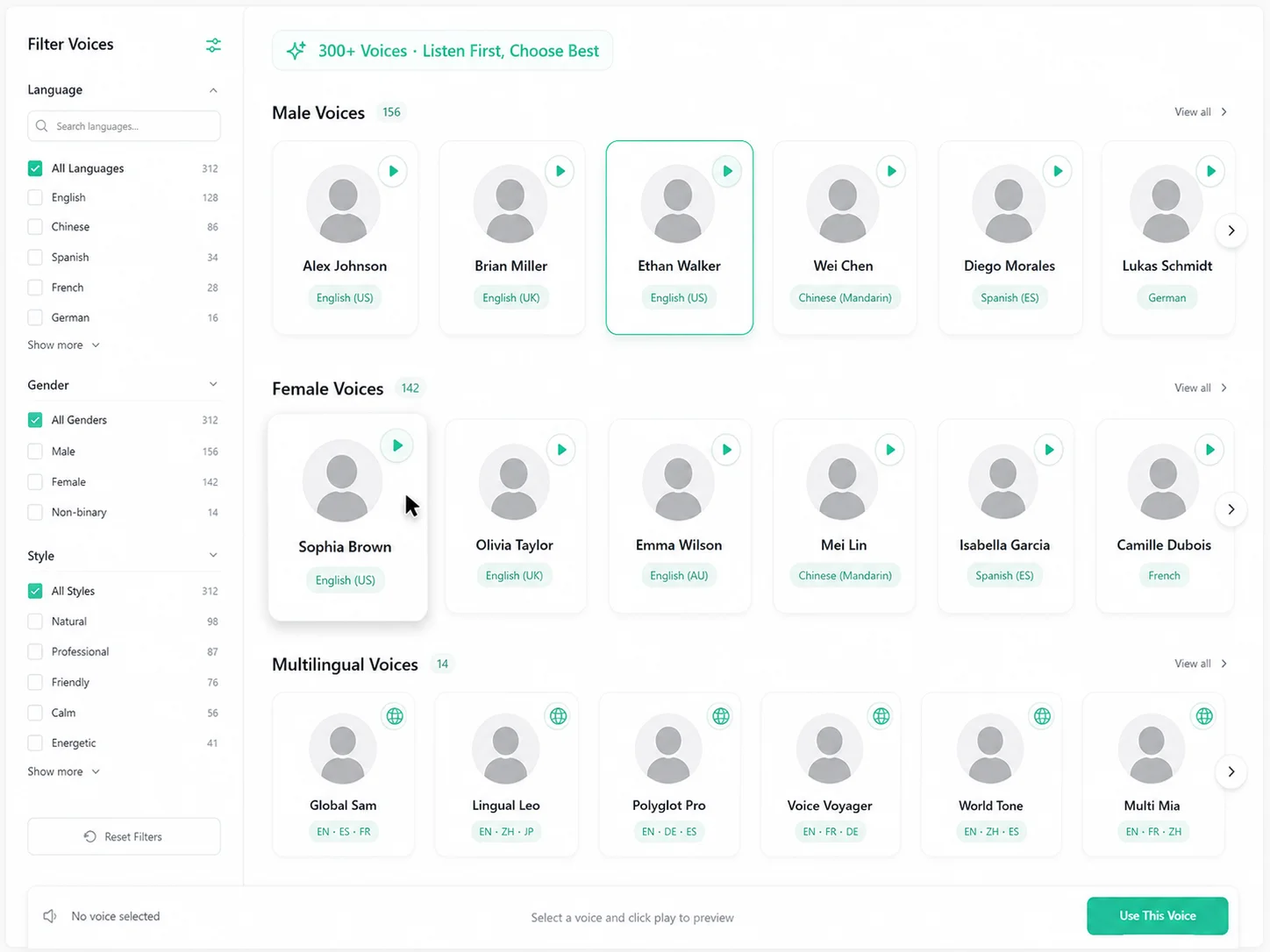 Voice Preview Interface