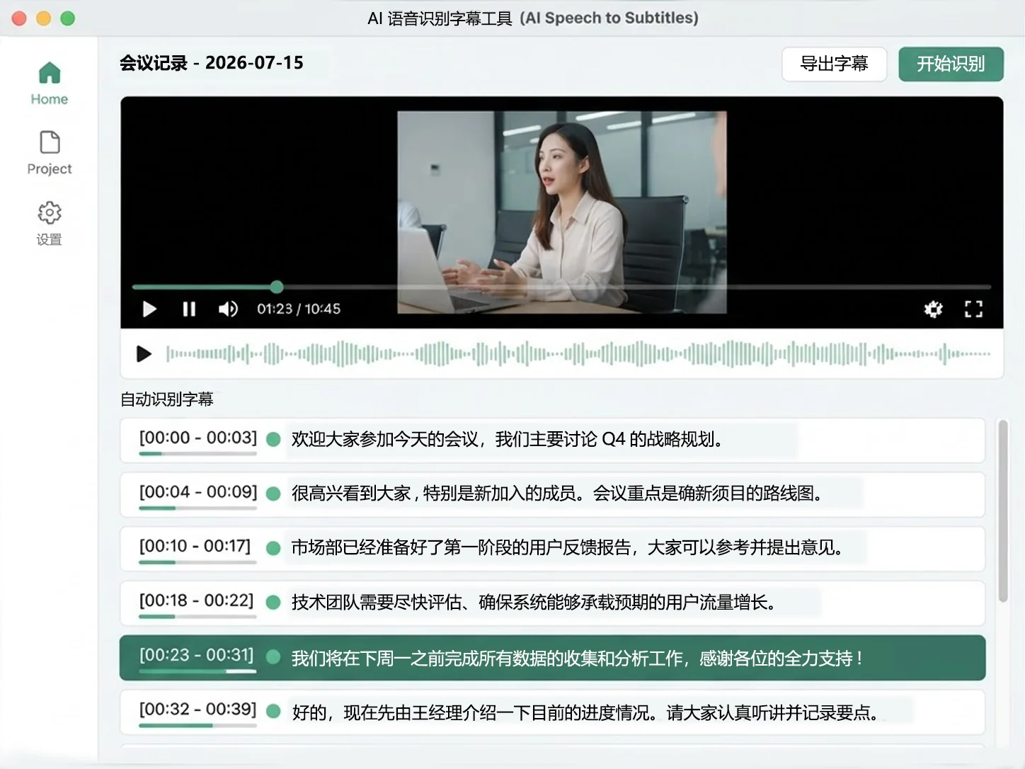 Subtitle-only recognition interface